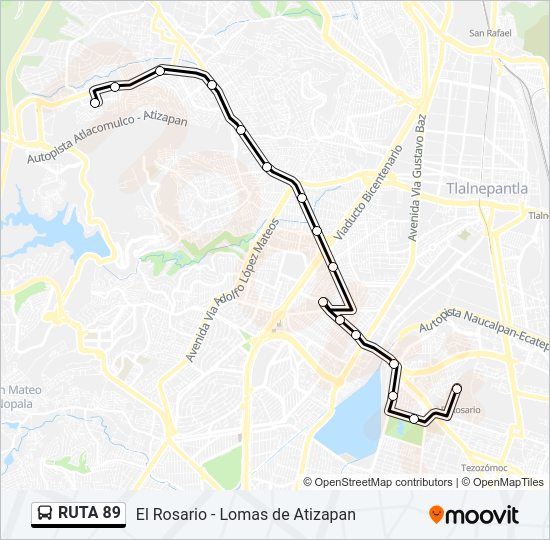Mapa de RUTA 89 de autobús