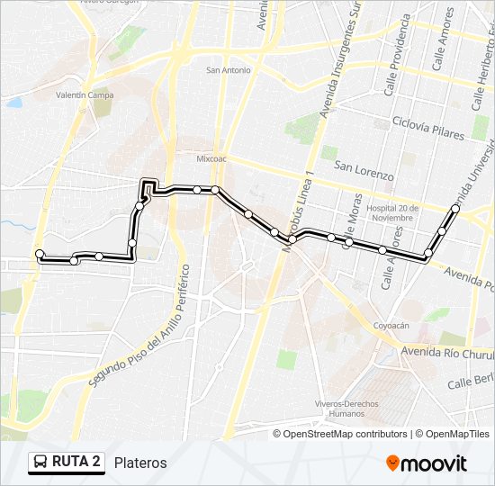 Mapa de RUTA 2 de autobús