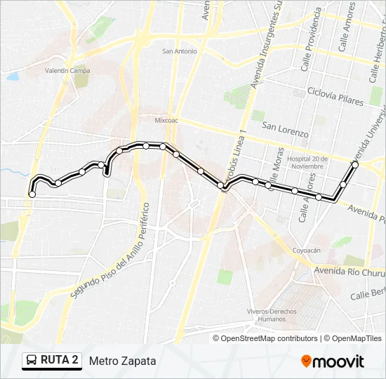 RUTA 2 Bus Line Map