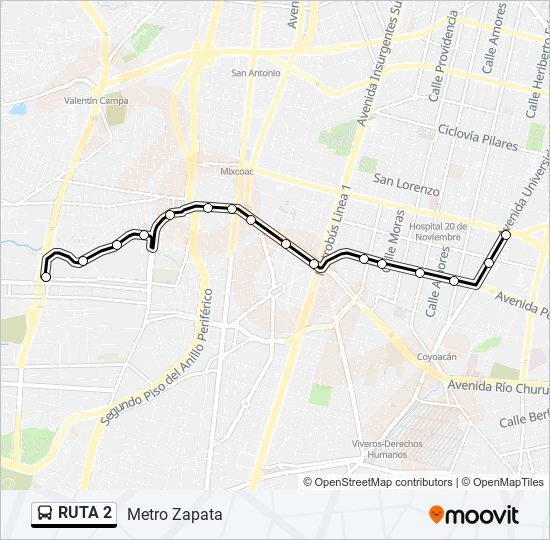 Ruta 2: horarios, paradas y mapas - Metro Zapata (Actualizado)