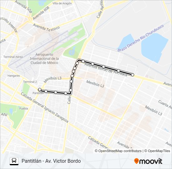 Mapa de PANTITLÁN - AV. VICTOR BORDO de autobús