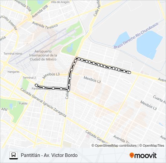 PANTITLÁN - AV. VICTOR BORDO bus Line Map