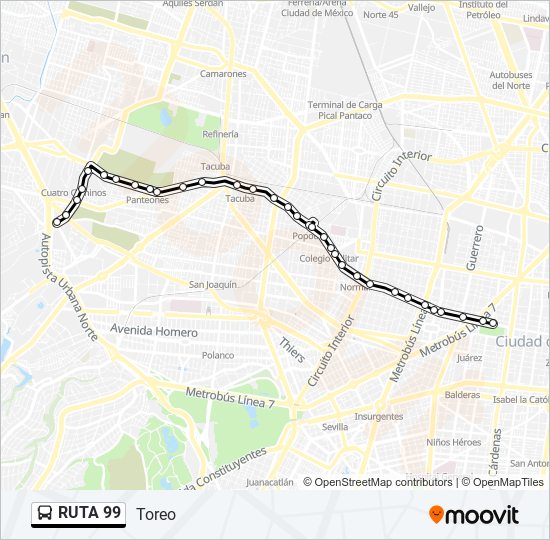 Mapa de RUTA 99 de autobús