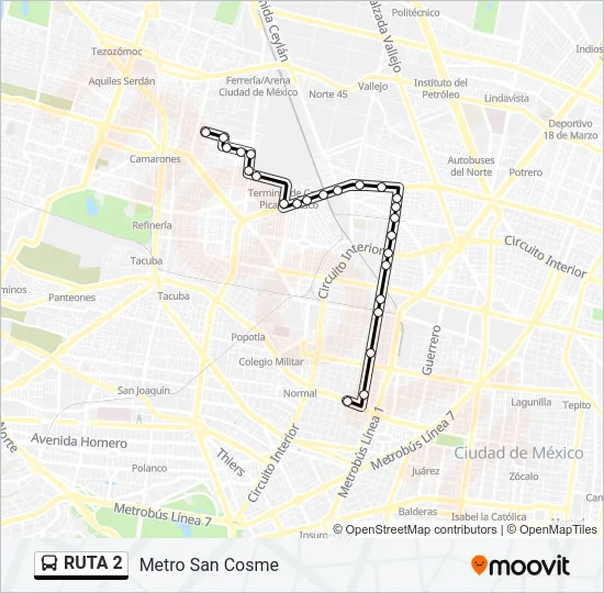 RUTA 2 Bus Line Map