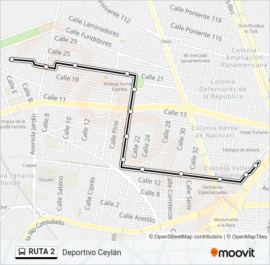RUTA 2 Bus Line Map