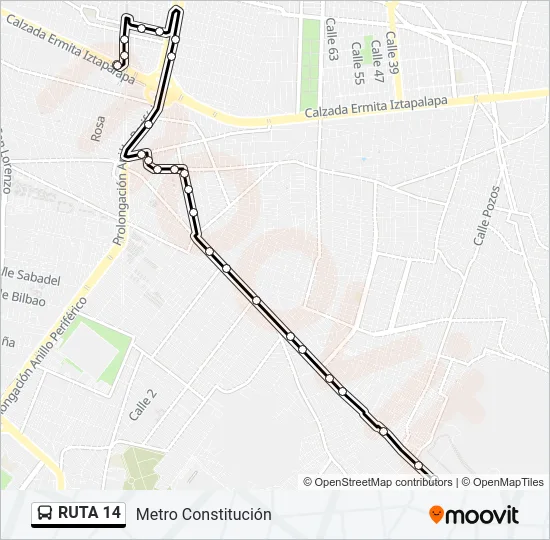 RUTA 14 Bus Line Map