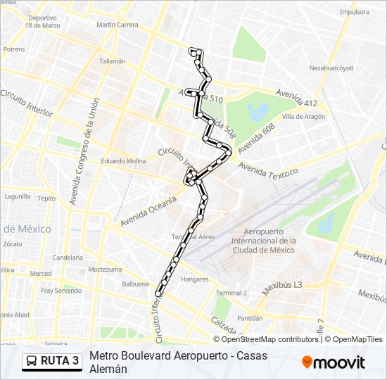 Mapa de RUTA 3 de autobús