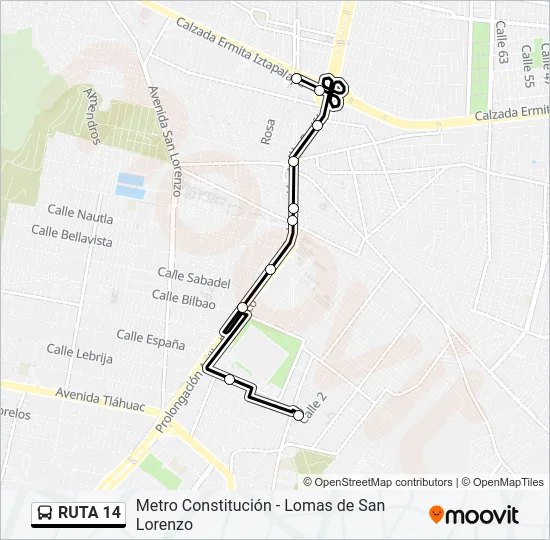 RUTA 14 Bus Line Map