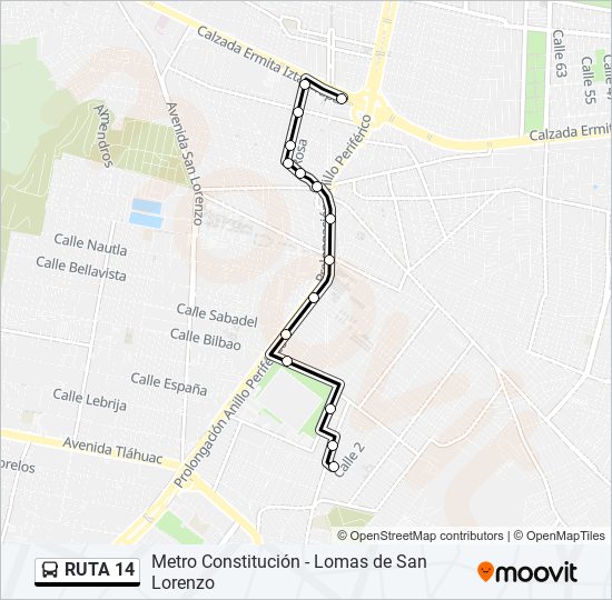 RUTA 14 bus Line Map