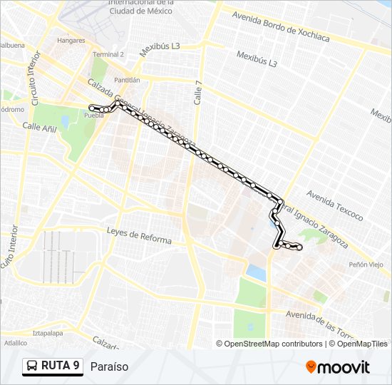 Mapa de RUTA 9 de autobús