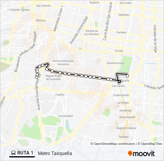 ruta 1 Route: Schedules, STops & Maps - Metro Taxqueña (Updated)