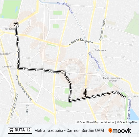 Mapa de RUTA 12 de autobús