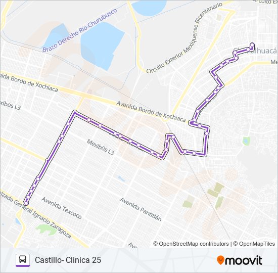 Mapa de CASTILLO EMBARCADERO - CLINICA 25 de autobús