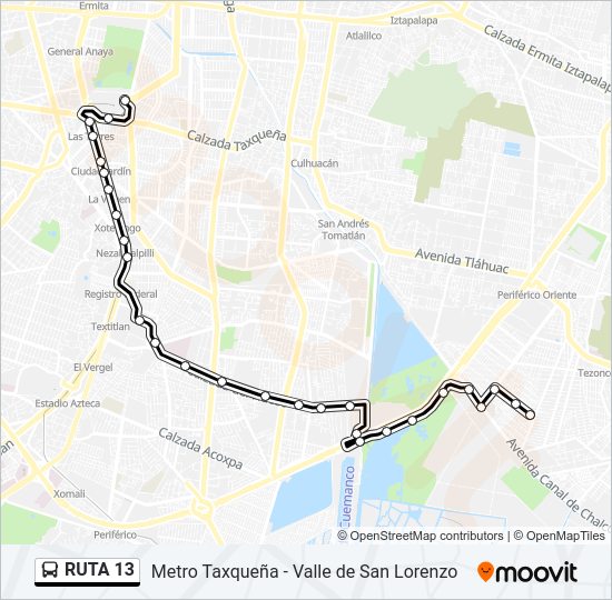 Mapa de RUTA 13 de autobús