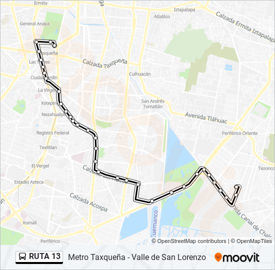 ruta 13 Route: Schedules, STops & Maps - Metro Taxqueña (Updated)