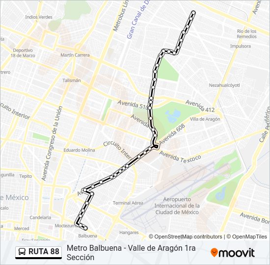 Mapa de RUTA 88 de autobús