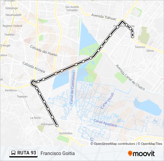 Mapa de RUTA 93 de autobús