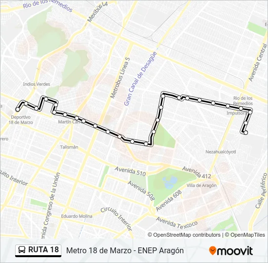RUTA 18 Bus Line Map