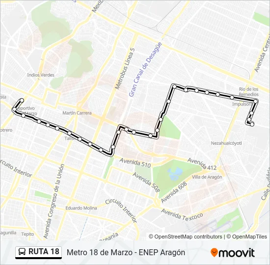 RUTA 18 Bus Line Map
