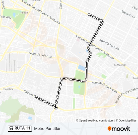 Mapa de RUTA 11 de autobús