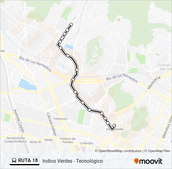 Mapa de RUTA 18 de autobús