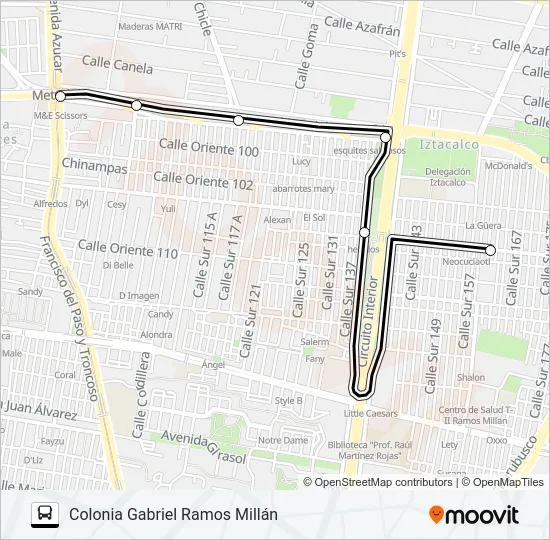 RUTA 101 Bus Line Map
