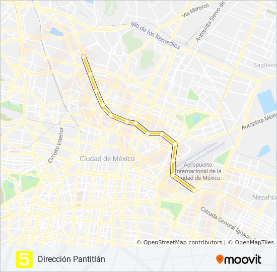 Ruta 5: horarios, paradas y mapas - Dirección Pantitlán (Actualizado)