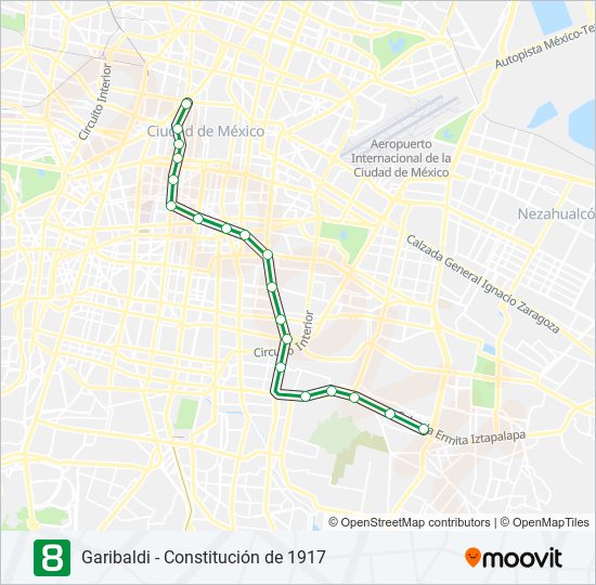 8 Route: Schedules, STops & Maps - Dirección Constitución de 1917 (Updated)