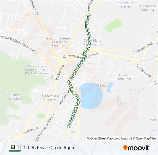 Mapa de 1 de autobús