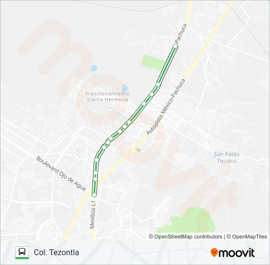 TECÁMAC - COL. TEZONTLA Bus Line Map