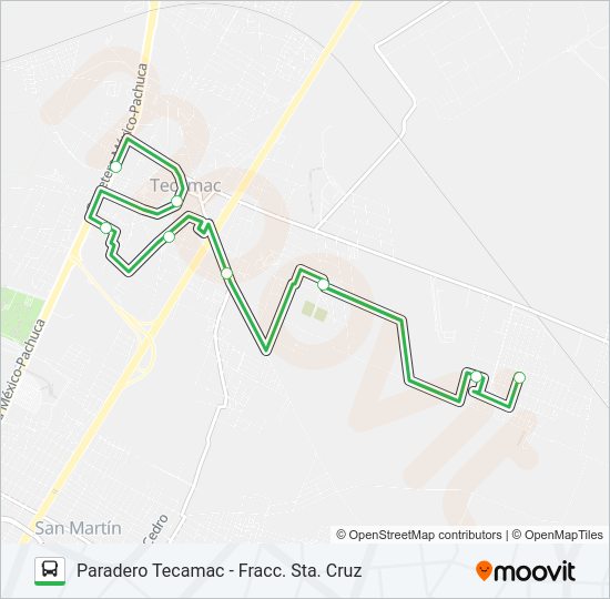 Mapa de PARADERO TECAMAC - FRACC. STA. CRUZ de autobús