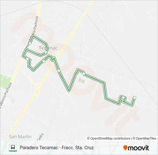 PARADERO TECAMAC - FRACC. STA. CRUZ Bus Line Map