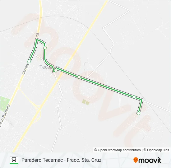PARADERO TECAMAC - FRACC. STA. CRUZ Bus Line Map