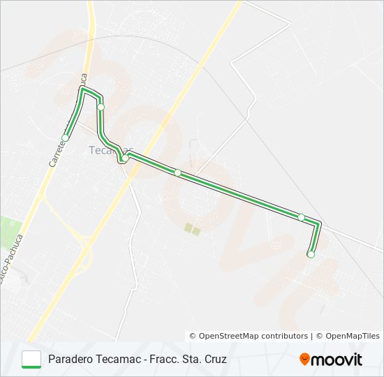 PARADERO TECAMAC - FRACC. STA. CRUZ bus Line Map