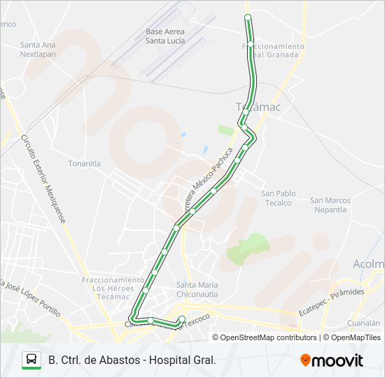 Mapa de B. CTRL. DE ABASTOS - HOSPITAL GRAL. de autobús