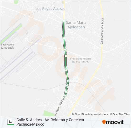 CALLE S. ANDRES - AV. REFORMA Y CARRETERA PACHUCA-MÉXICO bus Line Map