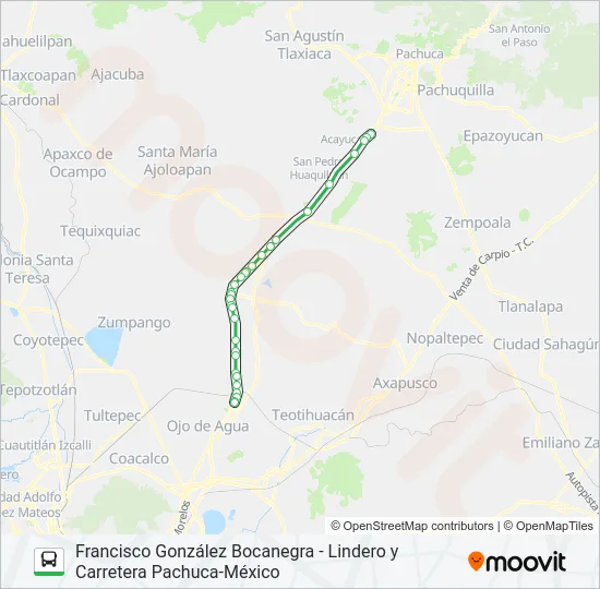 FRANCISCO GONZÁLEZ BOCANEGRA - LINDERO Y CARRETERA PACHUCA-MÉXICO Bus Line Map