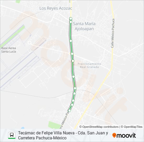 Mapa de TECÁMAC DE FELIPE VILLA NUEVA - CDA. SAN JUAN Y CARRETERA PACHUCA-MÉXICO de autobús