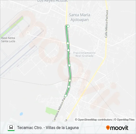 TECAMAC CTRO. - VILLAS DE LA LAGUNA Bus Line Map