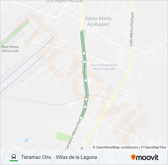 Mapa de TECAMAC CTRO. - VILLAS DE LA LAGUNA de autobús
