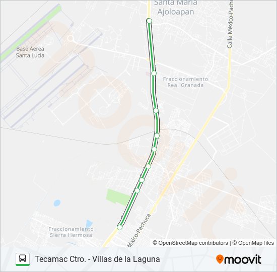 Mapa de TECAMAC CTRO. - VILLAS DE LA LAGUNA de autobús