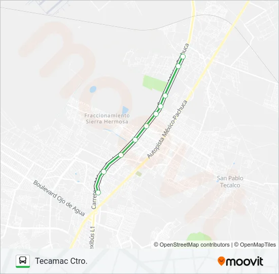 TECAMAC CTRO - LOMA BONITA OZUMBILLA Bus Line Map