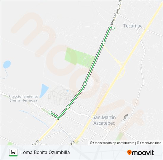 TECAMAC CTRO - LOMA BONITA OZUMBILLA bus Line Map
