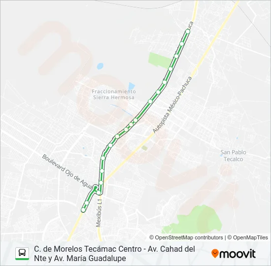 C. DE MORELOS TECÁMAC CENTRO - AV. CAHAD DEL NTE Y AV. MARÍA GUADALUPE Bus Line Map