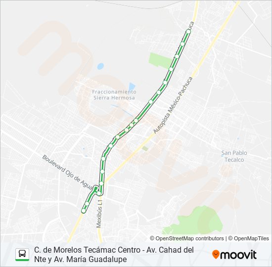 C. DE MORELOS TECÁMAC CENTRO - AV. CAHAD DEL NTE Y AV. MARÍA GUADALUPE bus Line Map