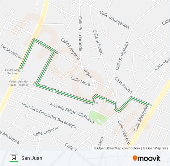 TECAMAC CTRO - SAN JUAN bus Line Map