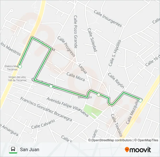 TECAMAC CTRO - SAN JUAN Bus Line Map