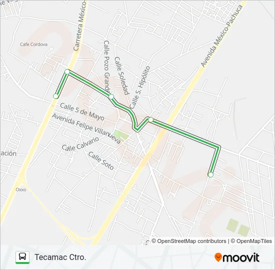 TECAMAC CTRO - SAN JUAN Bus Line Map