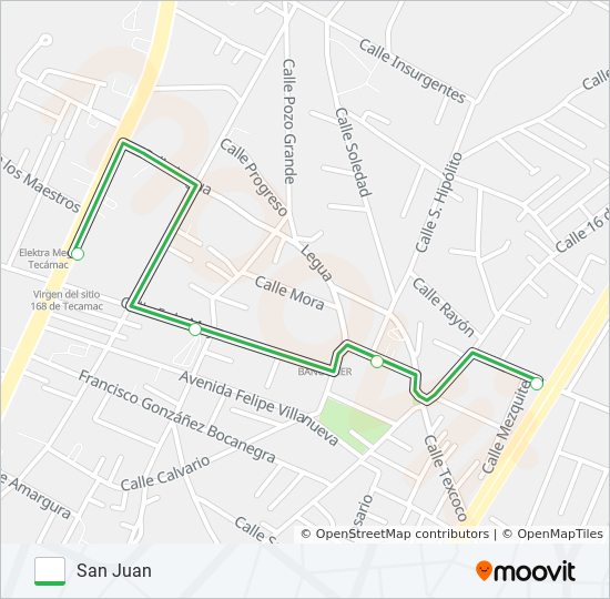 TECAMAC CTRO - SAN JUAN bus Line Map