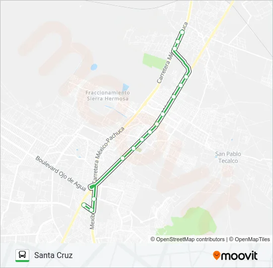 TECÁMAC CENTRO - SANTA CRUZ Bus Line Map
